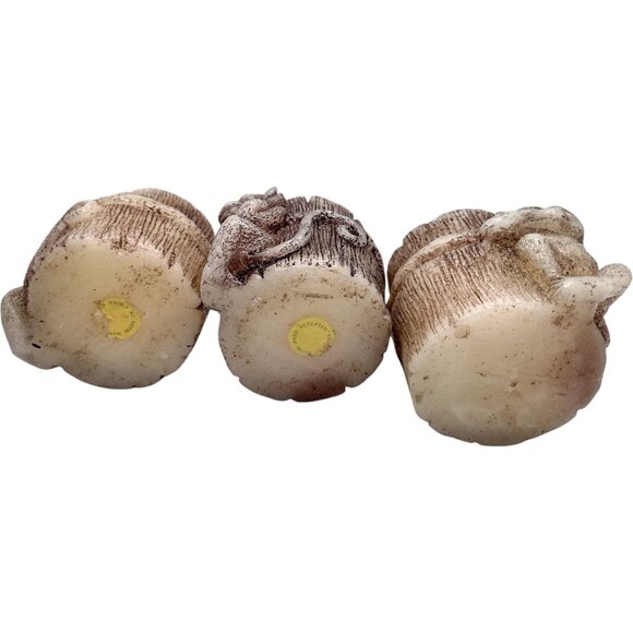 Vintage Ornate Hand Sculpted Monkey Candles Decor Set Hear See Speak No Evil 3" - Picture 7 of 7